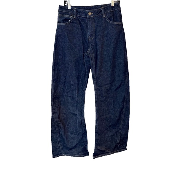 Zara Denim - Zara ZW COLLECTION CRACKLED BARREL LOW-RISE JEANS Dark Wash $99 Size 8